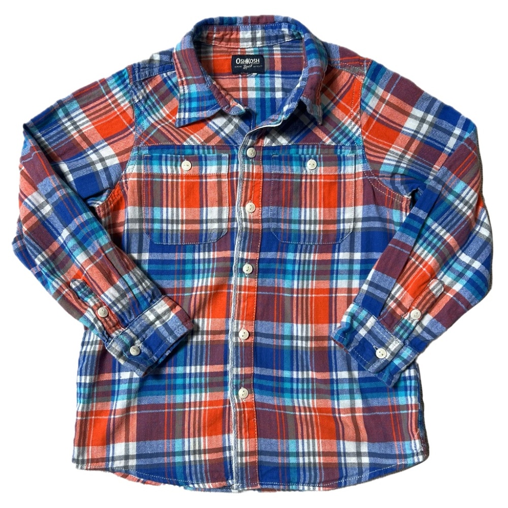 OshKosh B'gosh Kids Size 8 Colorful Plaid Button Down Shirt Long Sleeve